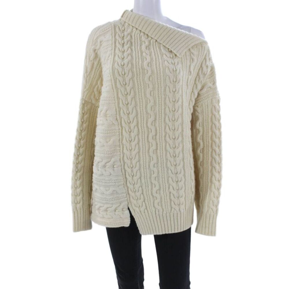 Philosophy Di Lorenzo Serafini Women Ivory Wool Asymmetrical Pullover Size 6